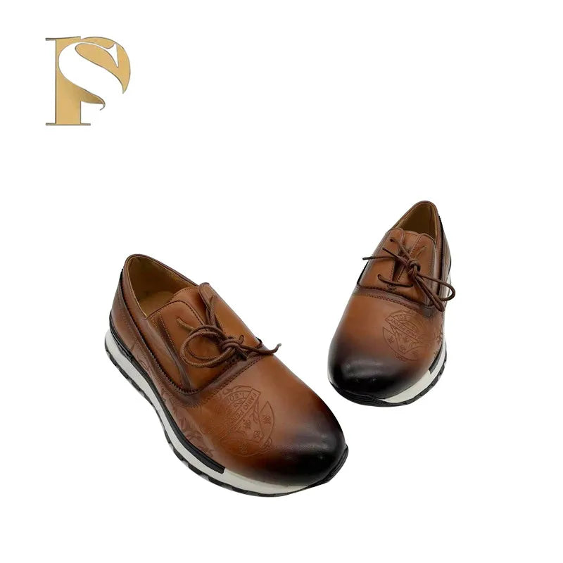 New men's PU dress shoes pattern brand design senior place dress comfortable men's shoes