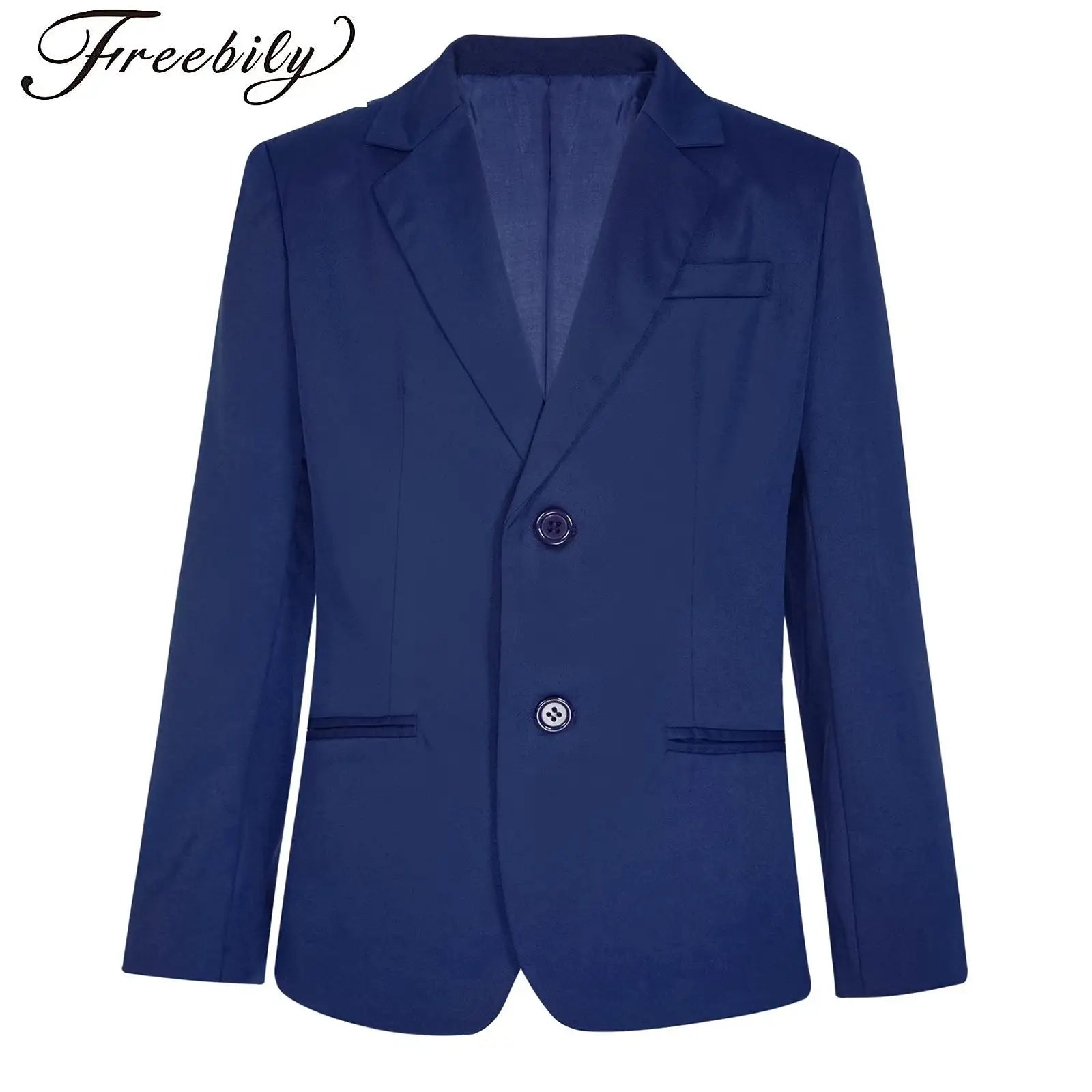 Boys Gentleman Blazer Notch Lapel Shoulder Pads Suit Coat Jacket Outerwear for Christmas Wedding Banquets Birthday Party Prom