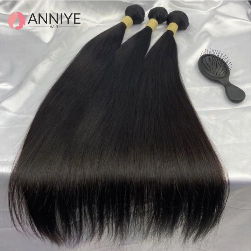 Brazilian Bone Straight Human Hair 1 3 4 Bundles Raw Virgin Remy Hair Extensions Natural Color Long Hair For Women 30 Inch Hair