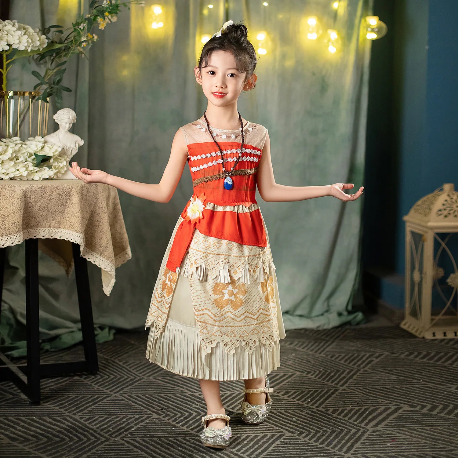 Moana Dress Cosplay Princess Costume Kids Vaiana Print Vestidos Girls Birthday Halloween Carnival Party Outfits Children Clothes
