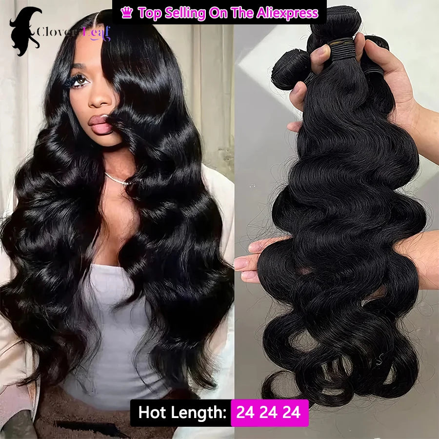 12A 24inch Body Wave Human Hair Bundles 100% Brazilian Raw Human Hair 1/3/4 Bundles for Women Thick Bundles 3 Days Delivery