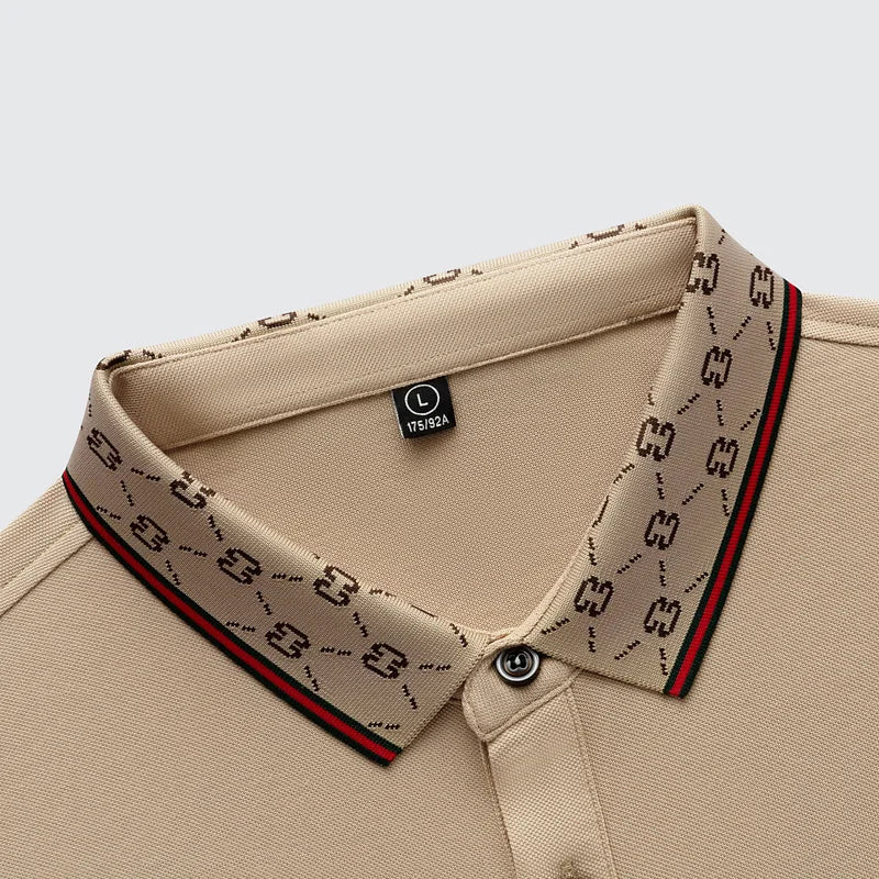 Men's short sleeved summer polo shirt high-end design exquisite smooth silk breathable wrinkle resistant hot selling T-shirt