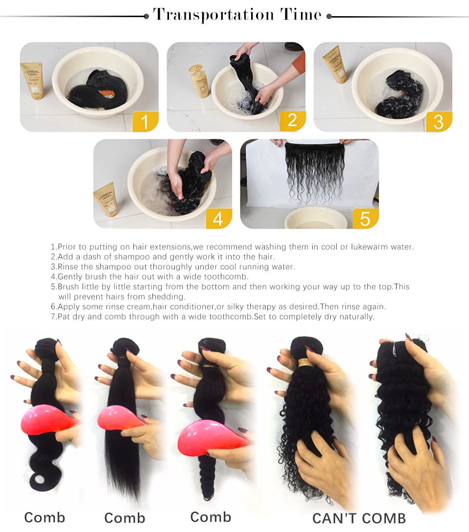 Brazilian Straight Bundles With Closure Machine Made Closure 100% Remy Human Hair 3 Bundles With Closure Natural Color
