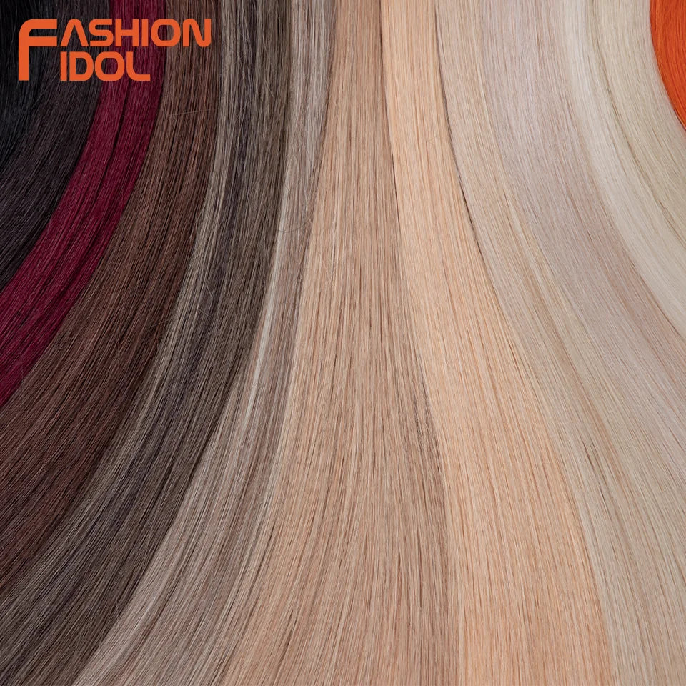 Bone Straight Hair Extensions Ombre Blonde Hair Bundles Super Long Hair Synthetic 24 Inch Straight Hair Full to End FASHION IDOL