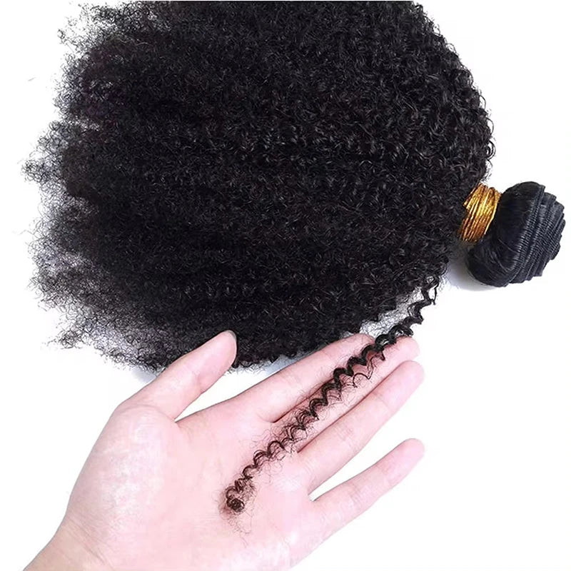 Raw Indian Afro Kinky Curly Human Hair Bundles 4B 4C Natural Virgin Curly 100% Soft Human Hair Weave Bundle Hair Extension Weft