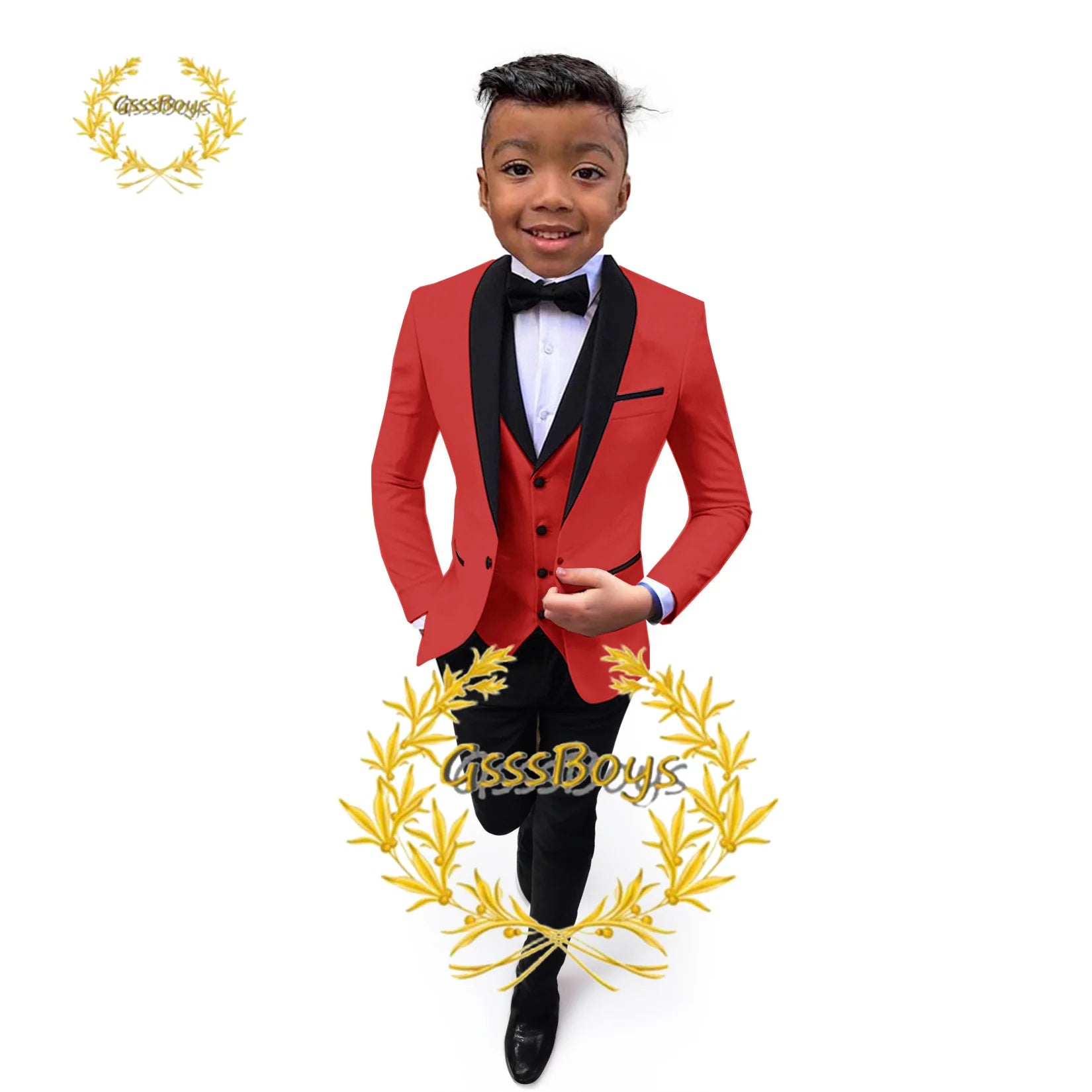 Boys Suit Wedding Tuxedo 3 Piece Shawl Collar Jacket Pants Vest Child Formal Blazer Set Slim Fit Outfit costume garcon mariage