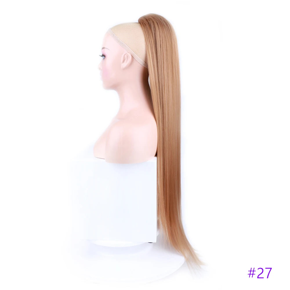 30 Inch Long Bone Straight Ponytails Futura Synthetic Drawstring Ponytails Clip-in Hair Extensions Straight Ponytails for Women