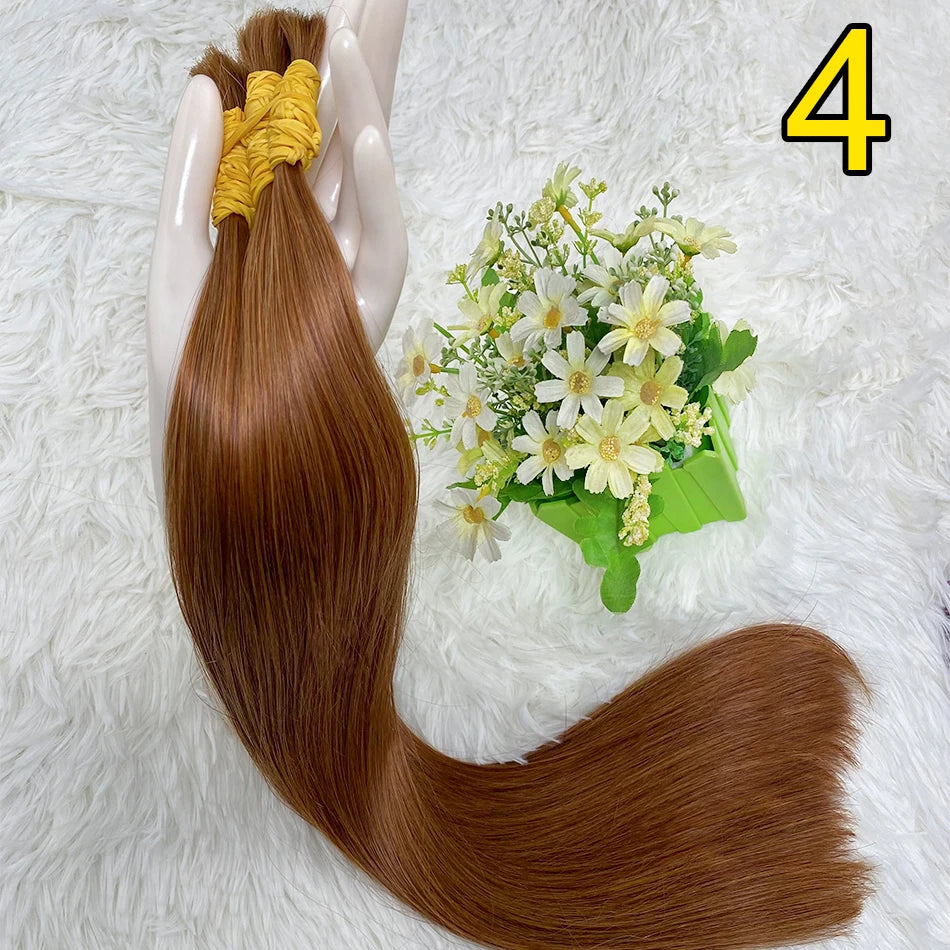 Straight Human Hair Bundles No Weft Natural Black Bulks Blonde Brazilian Remy Hair 100% Real Natural Hair Extension For Women