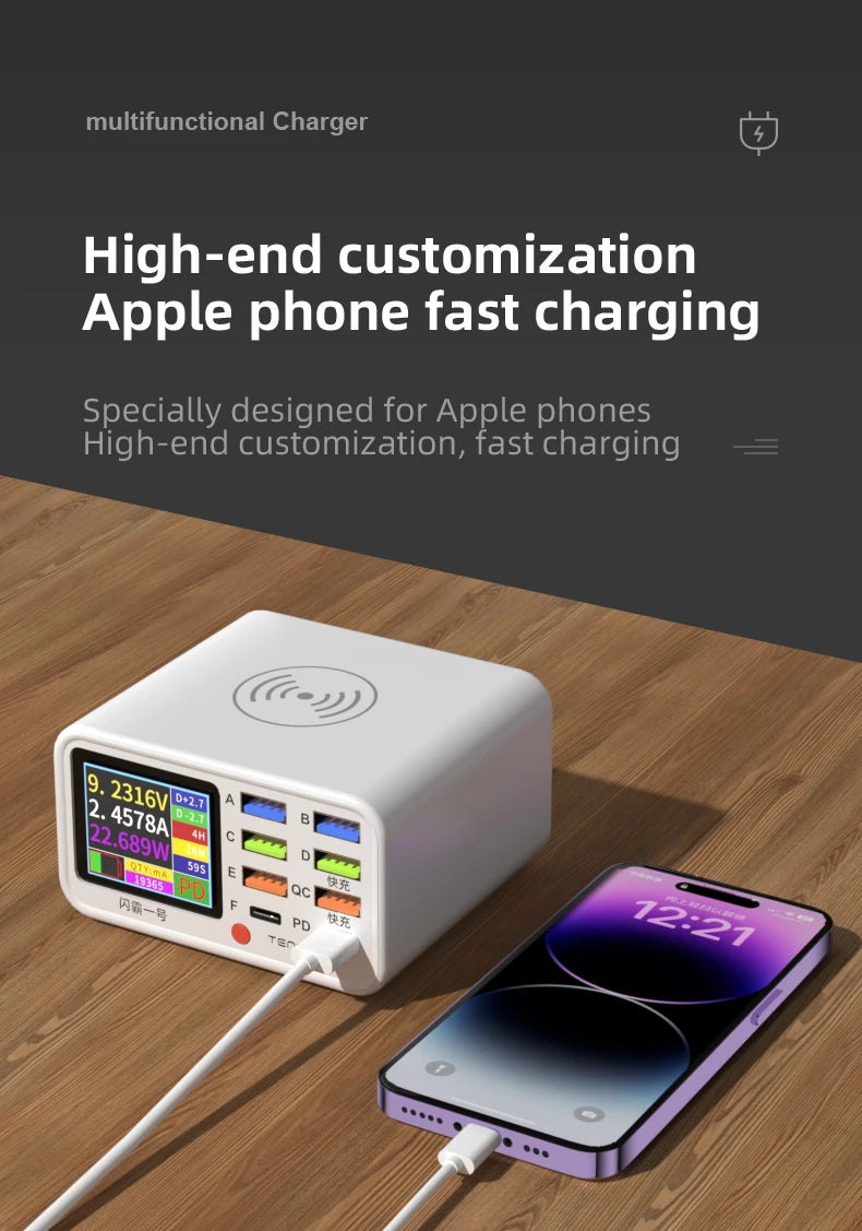 Multifunction 8-port Charger for Mobile Phonewith Short Circuit Repair Function Smart Wireless Fast Charging Tool