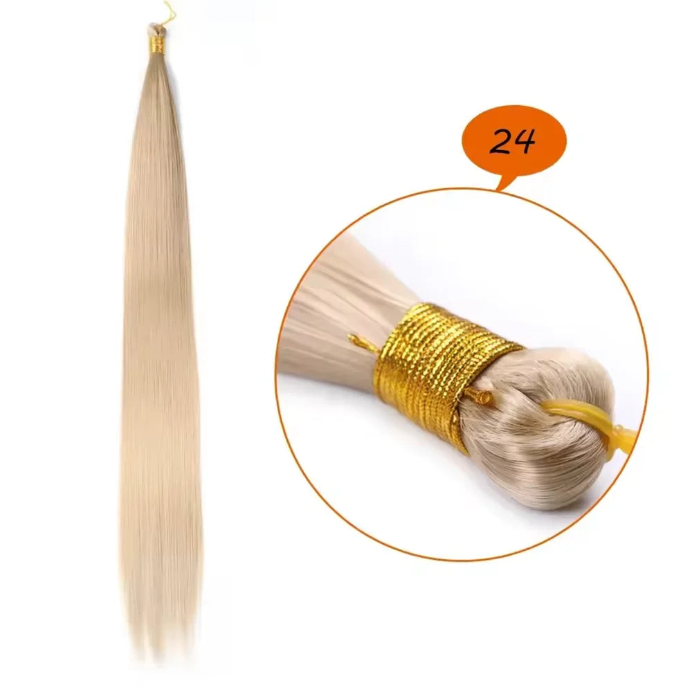 Bone Straight Silky Crochet Braiding Hair Synthetic Bulk High Temperature Hair Bundles Extension 28 Inch 150g Per Pack for Women