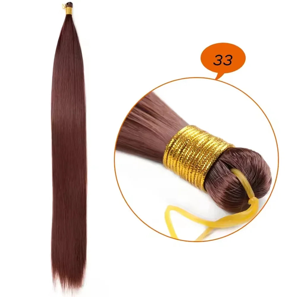 Bone Straight Silky Crochet Braiding Hair Synthetic Bulk High Temperature Hair Bundles Extension 28 Inch 150g Per Pack for Women
