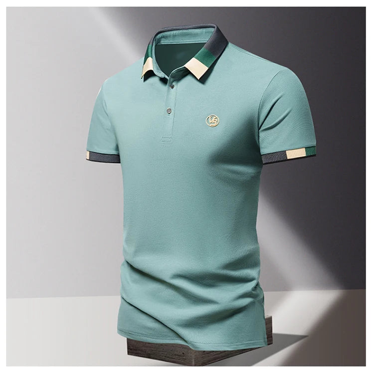 POLO shirt men's summer fashion ice silk quick drying short sleeved T-shirt solid color loose casual business collar top