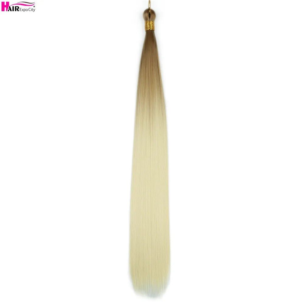 Bone Straight Braiding Hair 150g Silky Synthetic Hair For Box Braids Pre Stretched Ombre Crochet Braids Hair Extension