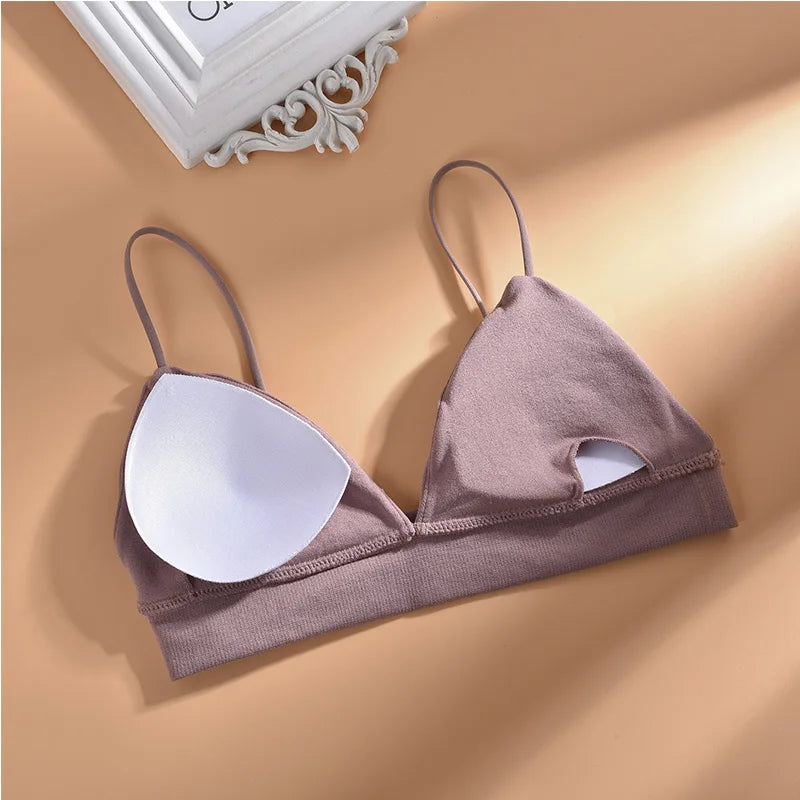 Summer Women Bra French Triangle Tube Top Sexy Seamless Bras Camisole Wireless Backless Lingerie Bralette