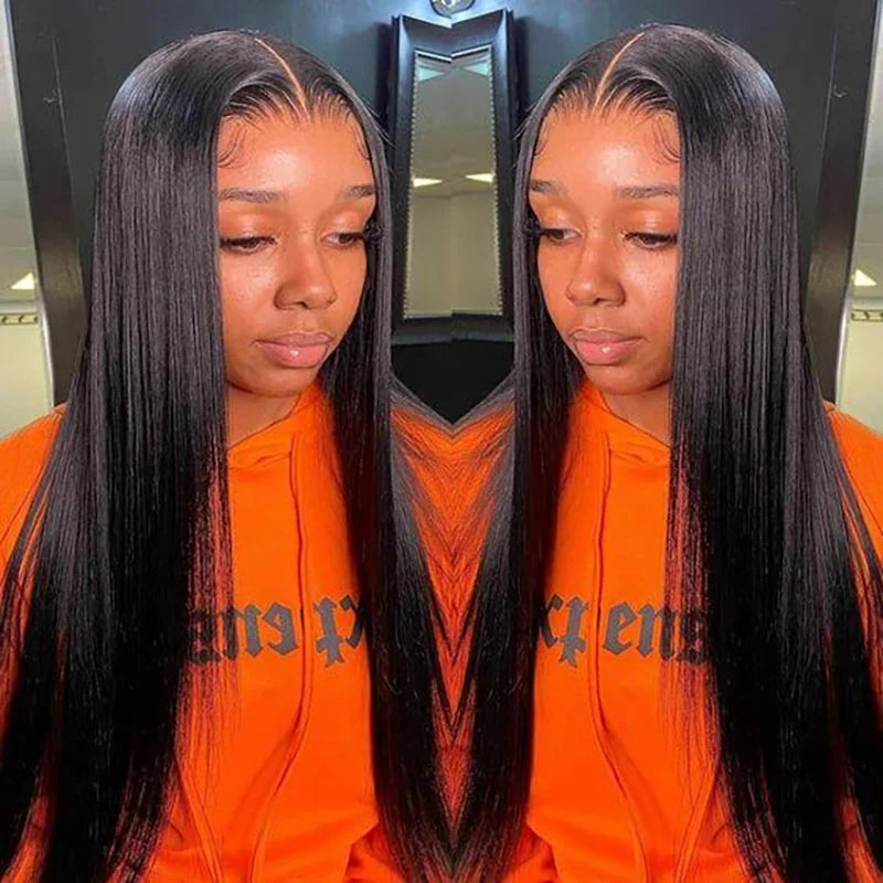 Pre Bleached Knots Bone Straight Human Hair Wigs PrePlucked Transparent Lace Closure Wig ISEE Hair Glueless Wig Wear And Go