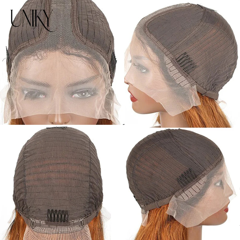 Brazilian Bone Straight Human Hair Wigs For Women 1B/99J Highlight Wig Human Hair bob Wig Straight13x4 Lace Frontal Short BobWig