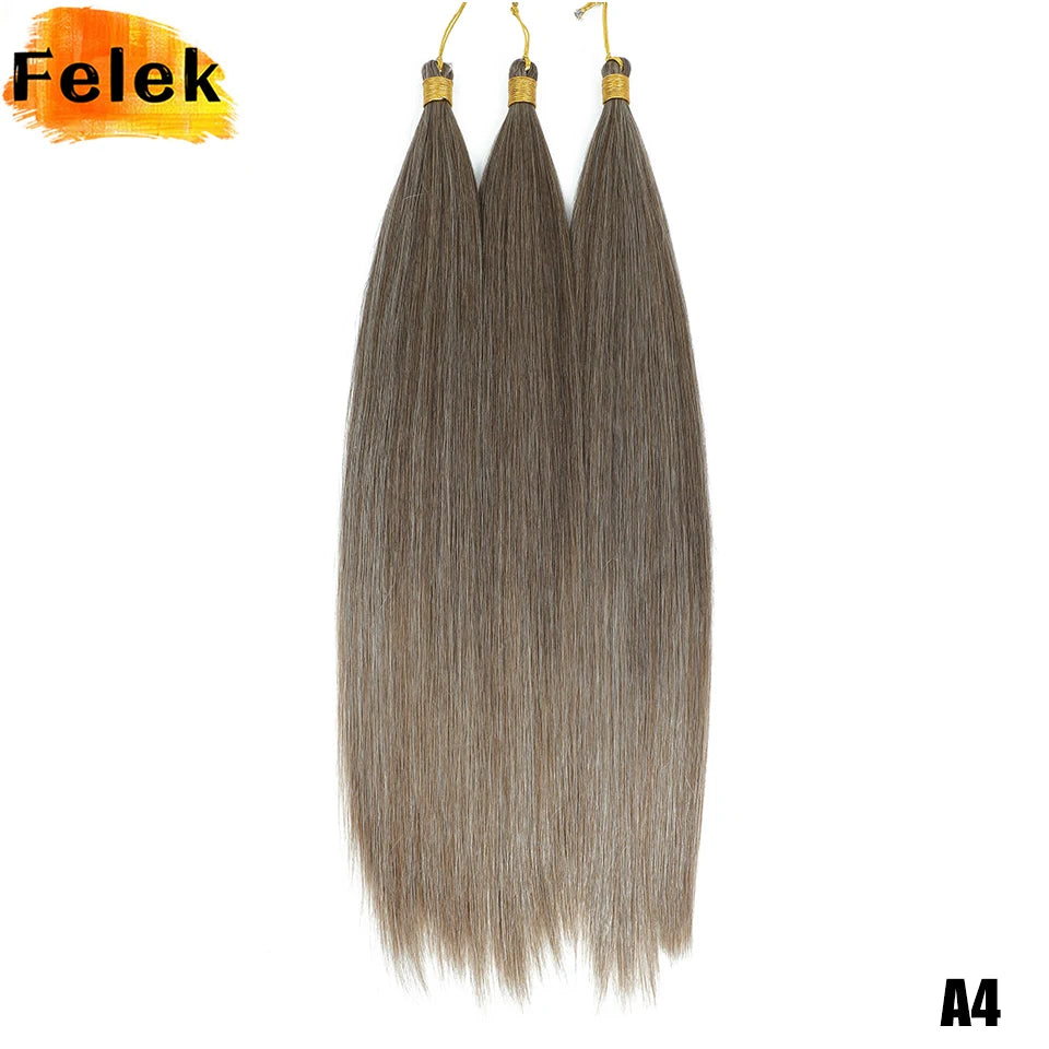Synthetic Bone Straight Crochet Hair Extensions 30 Inch Hook Braids Ariel Straight Hair Weaving 1-3Pcs Purple Fake Hair Bundles