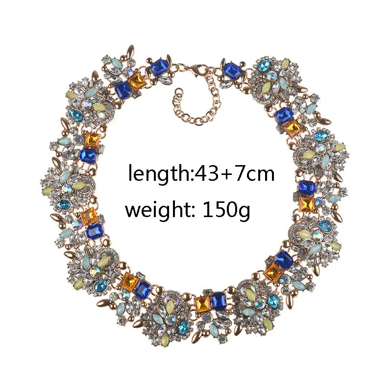 Elegant Jewellery Gifts for Her Women's Vintage Statement Earrings and Large Crystal Rhinestone Choker Necklace Jewelry Set