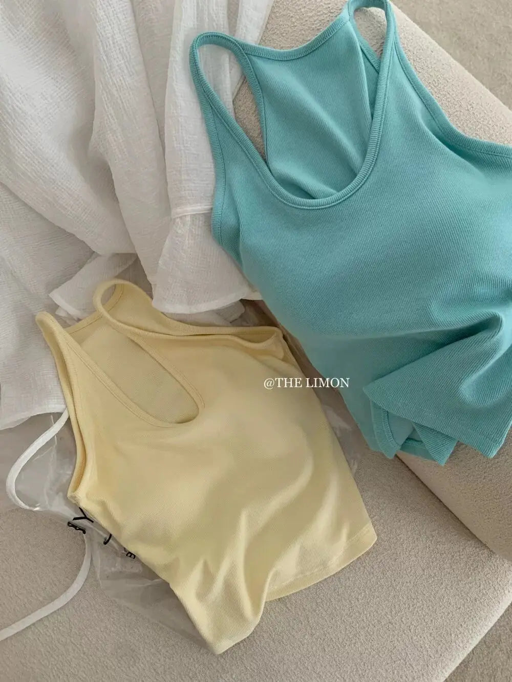 Summer New Sle Sexy Pure Desire Hot Girl Slim Fit Tank Top Women's Padded Sports Bra Vest U-Ne ort Length Cotton Blend