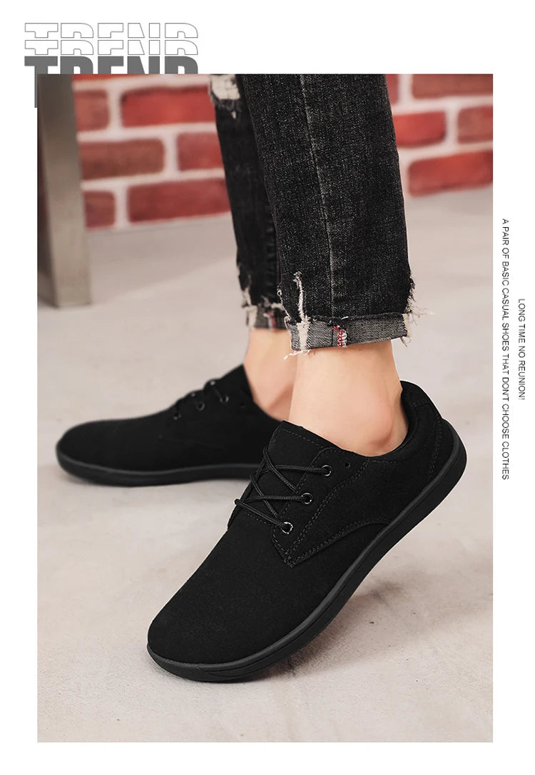 Wide Toe Barefoot Shoes for Men Outdoor Treking Sports Minimalist Walking Shoes Suede Waterproof Outdoor Men Travel Sneakers