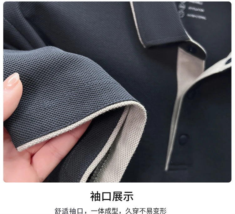 100% cotton high-end lapel comfortable short sleeved embroidered polo shirt for men's summer new fashion casual versatile top