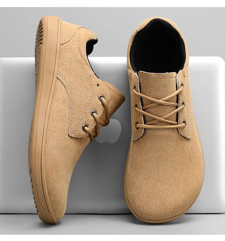 Wide Toe Barefoot Shoes for Men Outdoor Treking Sports Minimalist Walking Shoes Suede Waterproof Outdoor Men Travel Sneakers