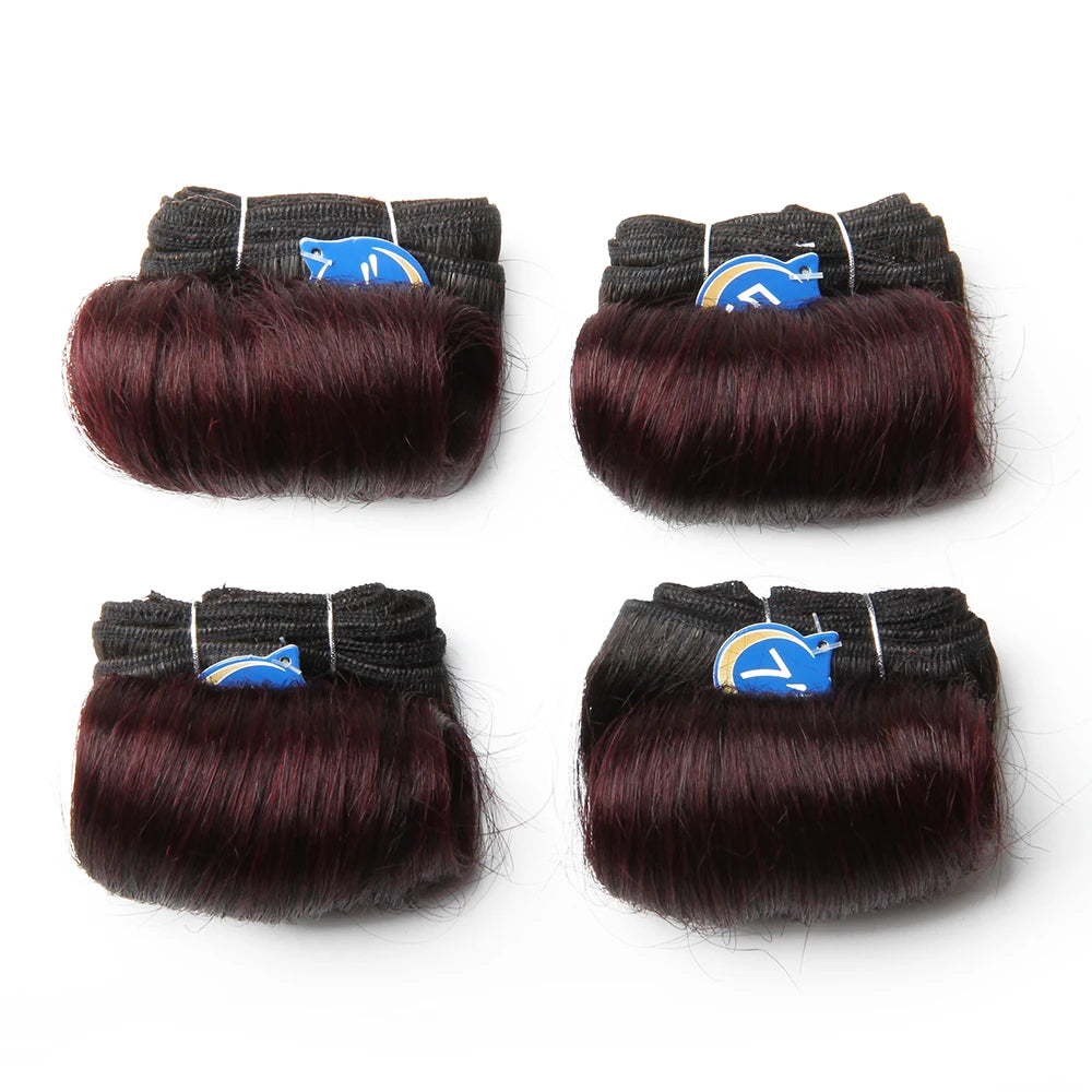 Brazilian Curly Hair Weave Bundles 100% Human Hair 4 Bundles Afro 1B 30 Blonde Human Hair Extension 5 5 6 7 Inches Short Hair