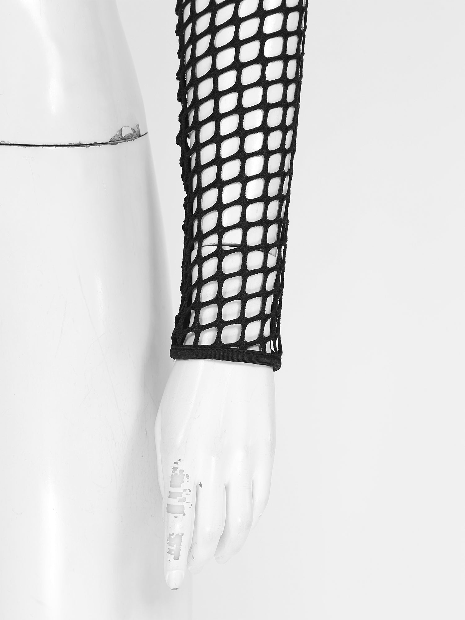 Summer Women T-Shirt Sexy Hip Hop Gothic Female Super-short O Ring Hollow Out Fishnet Long Sleeve Crop Tops Rave Party Clubwear