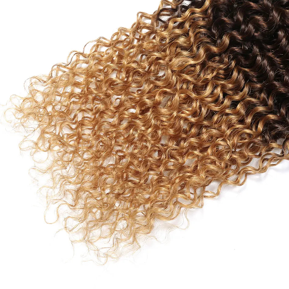 Ombre Human Hair Bundles 1B/4/30 Kinky Curly Hair Extensions Afro Curly Brazilian Ombre Remy 100% Human Hair Weave 1B/4/27 Color