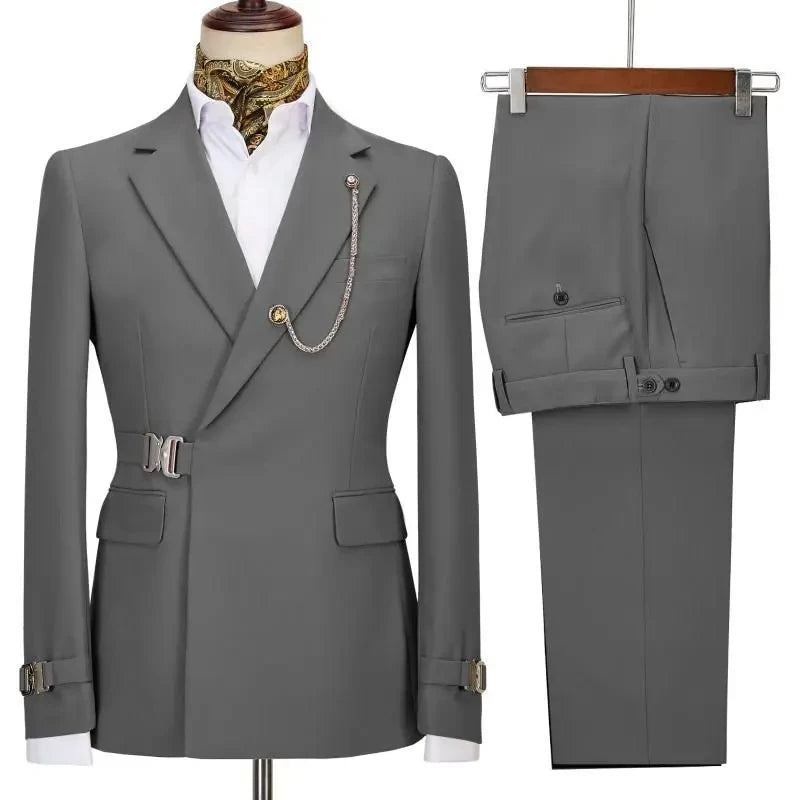 Men's Suits Blazer Pants for Men 2025 Jacket Italian Design Notched Lapel Party Wedding Slim Fit Costume Homme 2 Piece Clothing