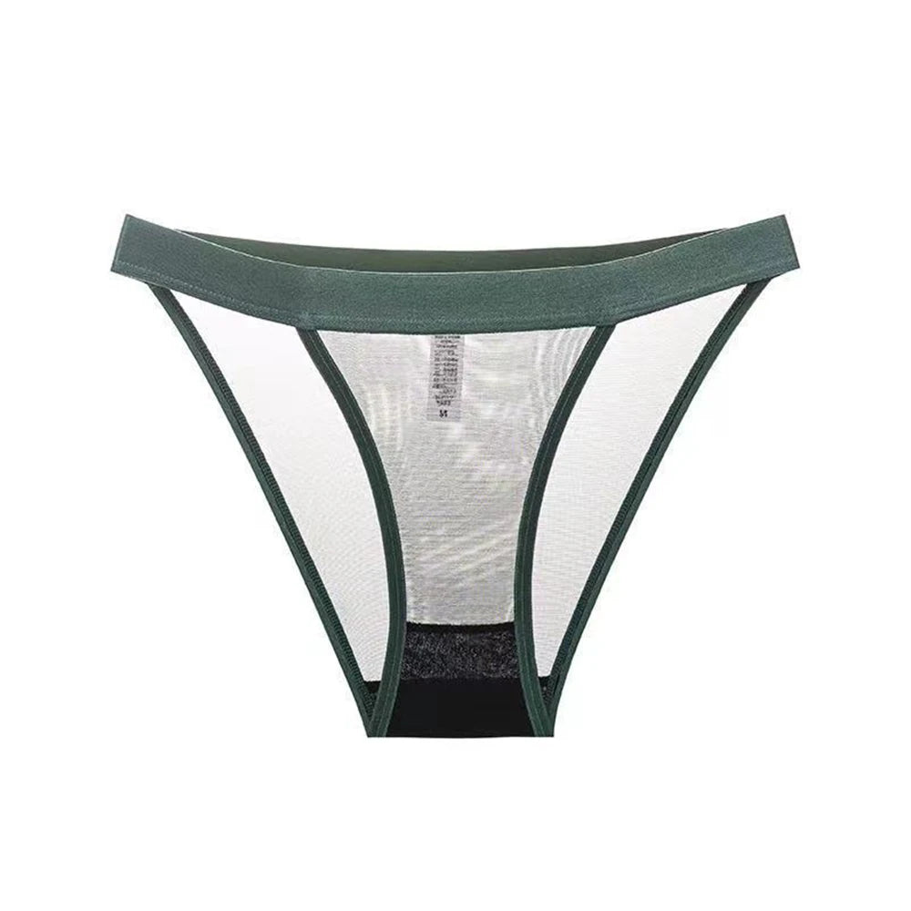 Women's Underwear see Through Seamless Panties Wide Brimmed Mesh Sheer Sexy Lace Ladies Light Girls Low Waist Briefs