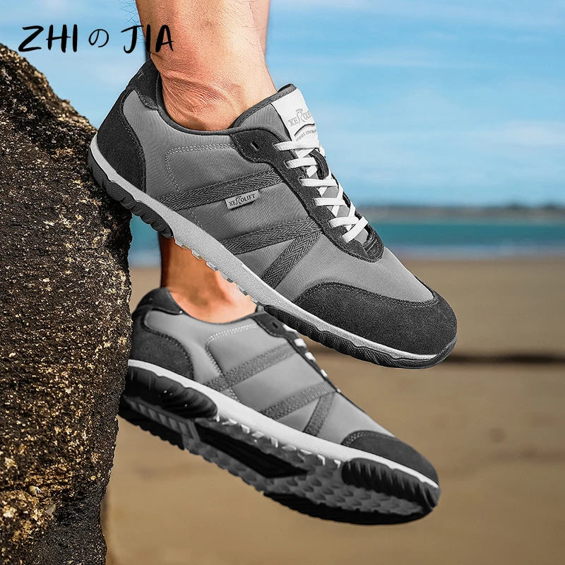 Men Spring and Autumn Oversized Wide Toe Shoes Barefoot Casual Shoes Popular Flat Sneaker Outdoor hiking driving Footwear