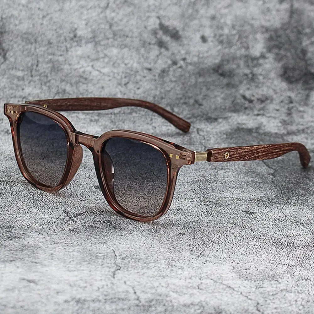Trendy Retro Wood Grain Sunglasses for Women and Men New Square Frame Sun Glasses UV Protection Cycling Eyewear Outdoor Street