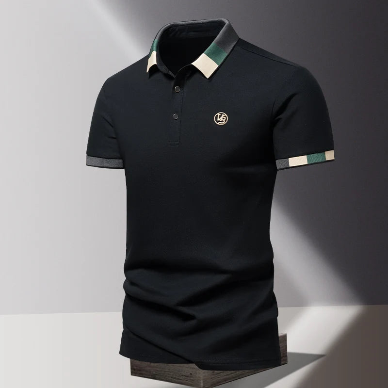 POLO shirt men's summer fashion ice silk quick drying short sleeved T-shirt solid color loose casual business collar top