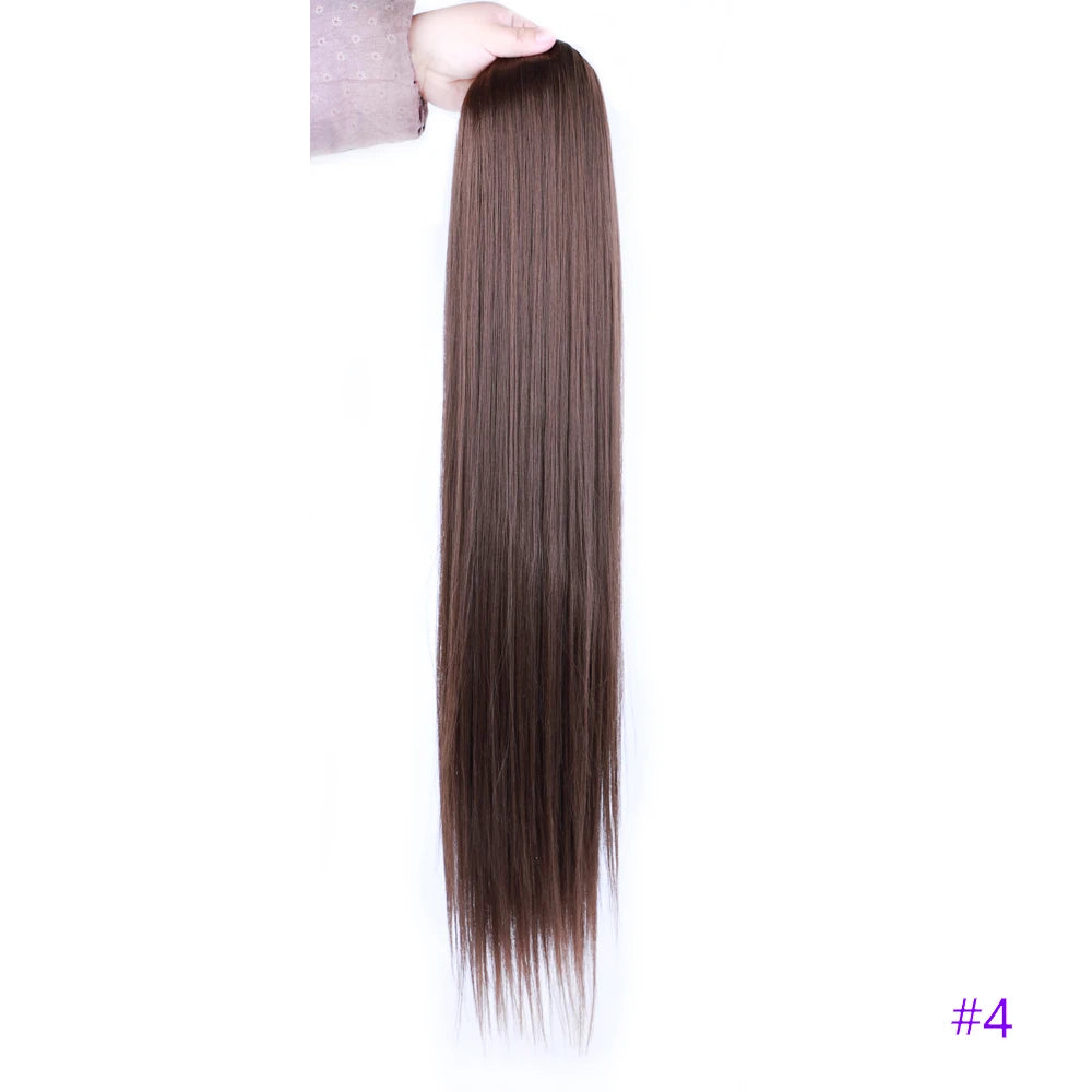 30 Inch Long Bone Straight Ponytails Futura Synthetic Drawstring Ponytails Clip-in Hair Extensions Straight Ponytails for Women
