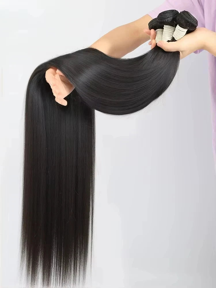 100% Real Human Hair Bone Straight Bundles 30 40 Inches Raw Hair 1 3 4 Bundles Brazilian Hair Weave Extensions For Black Women