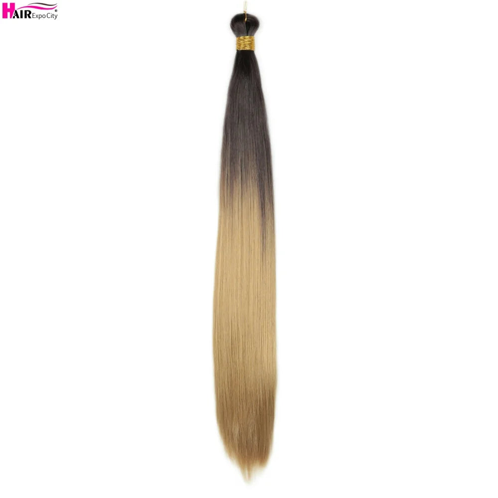 Bone Straight Braiding Hair 150g Silky Synthetic Hair For Box Braids Pre Stretched Ombre Crochet Braids Hair Extension
