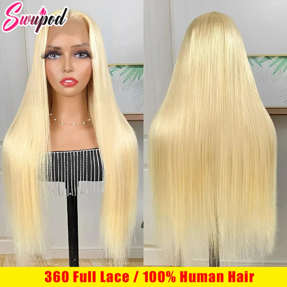 Bone Straight 613 Honey Blonde Hd Full Lace Frontal Human Hair Wigs Brazilian 200% Density 360 Full Lace Wig 100% Human Hair Wig