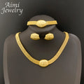 Necklace Earrings Bracelet Sets Simple Gold Plated Jewelry Set for Women Italian Jewellery Set Bridal Wedding African Party Gift