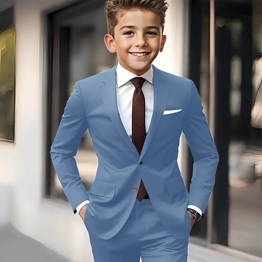 Brown Boys Suit 2 Piece Set Jacket Pants Wedding Kids Tuxedo Holiday Dress Boys Blazer Custom Clothes