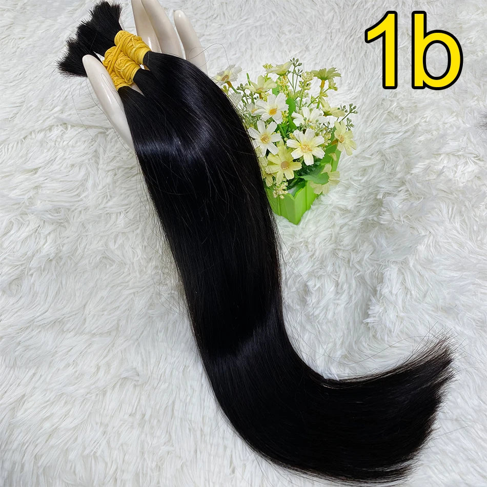 Straight Human Hair Bundles No Weft Natural Black Bulks Blonde Brazilian Remy Hair 100% Real Natural Hair Extension For Women