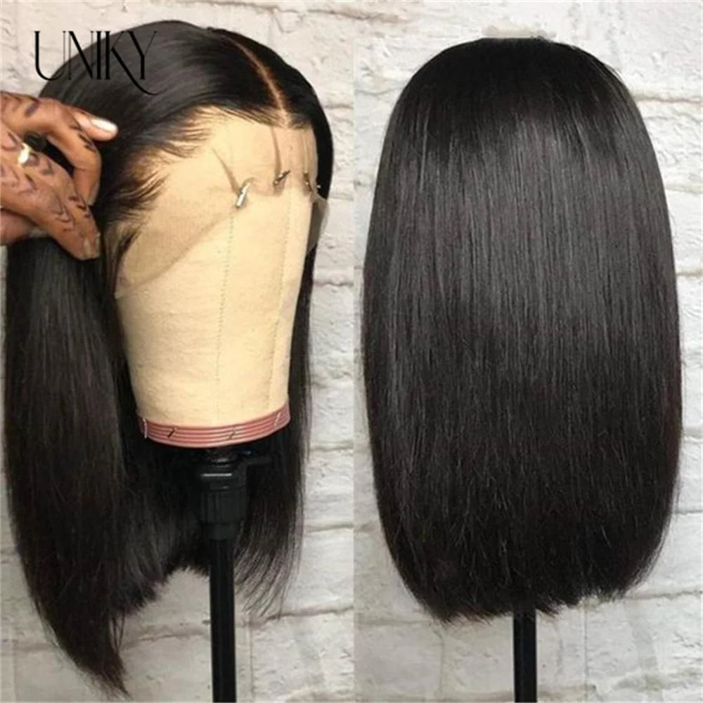 Brazilian Bone Straight Human Hair Wigs For Women 1B/99J Highlight Wig Human Hair bob Wig Straight13x4 Lace Frontal Short BobWig