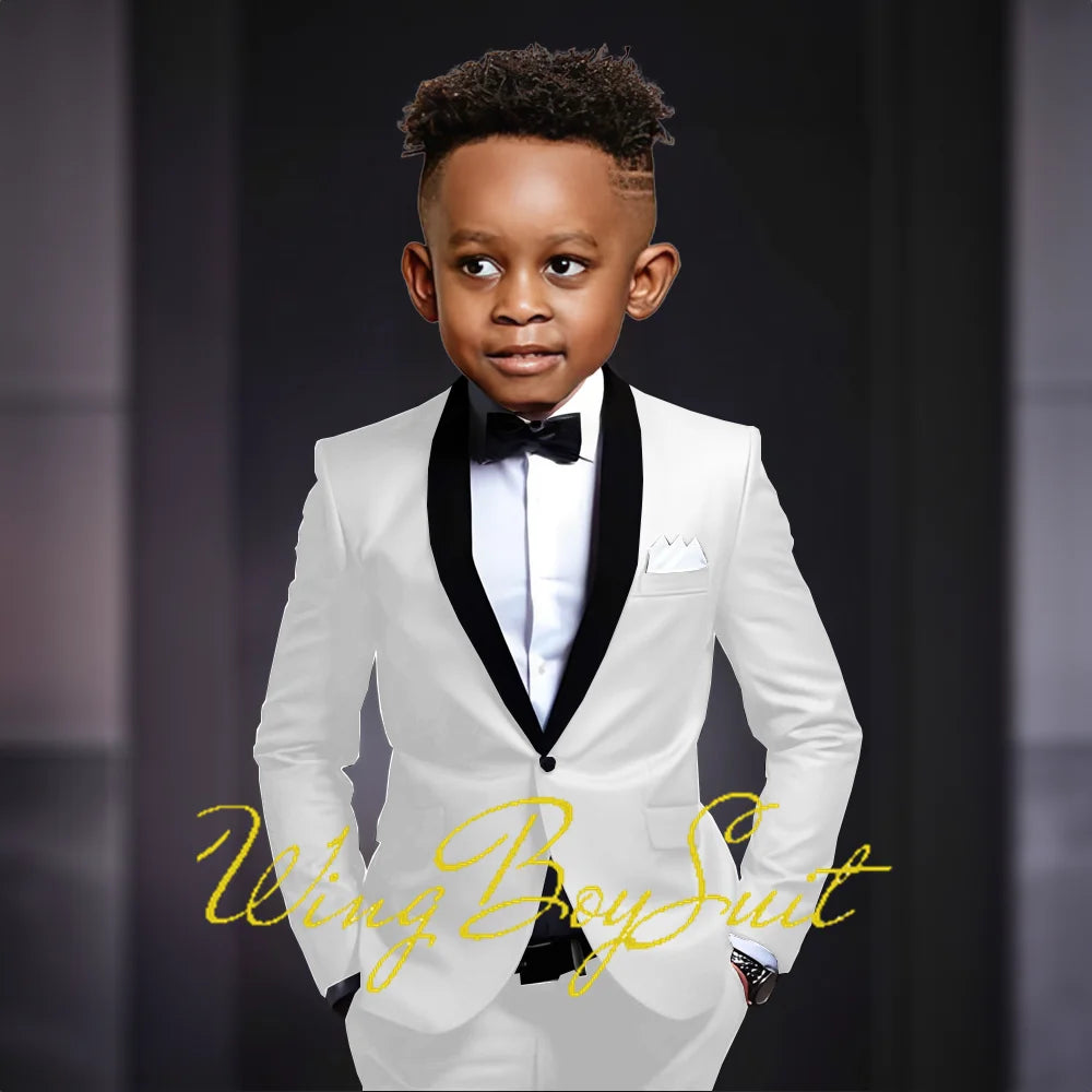 Boys Suits 2 Piece Classic Fleece Collar Wedding Tuxedo Formal Slim Fit Kids Jackets Pants 2-16 Years Tailored Clothes
