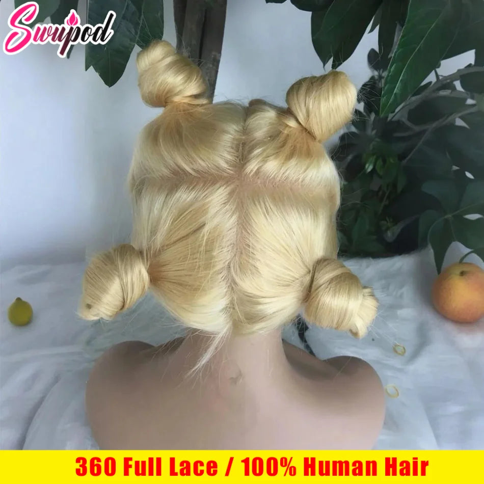 Bone Straight 613 Honey Blonde Hd Full Lace Frontal Human Hair Wigs Brazilian 200% Density 360 Full Lace Wig 100% Human Hair Wig
