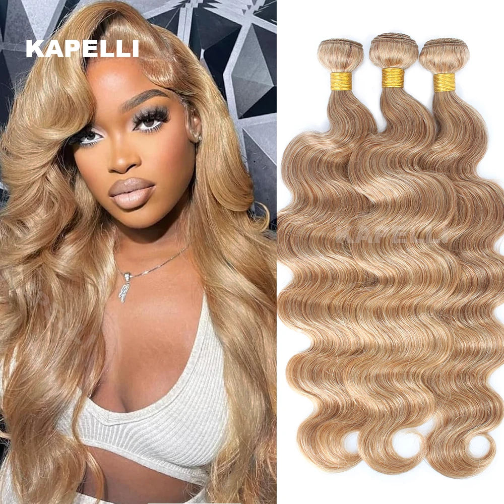 Blonde Body Wave Human Hair Bundles 27 Colored Bundles Human Hair 1/3/4 Bundle Deals Tissage Human Hair Extentions Remy Raw Hair