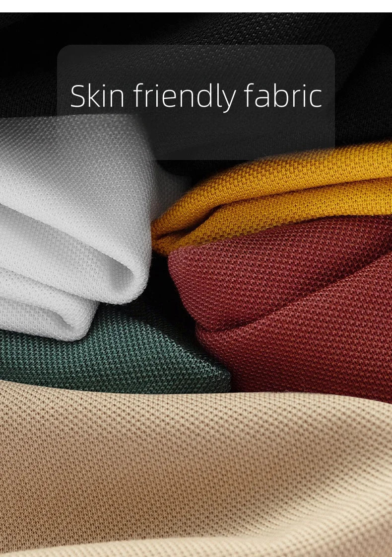 Men's short sleeved summer polo shirt high-end design exquisite smooth silk breathable wrinkle resistant hot selling T-shirt