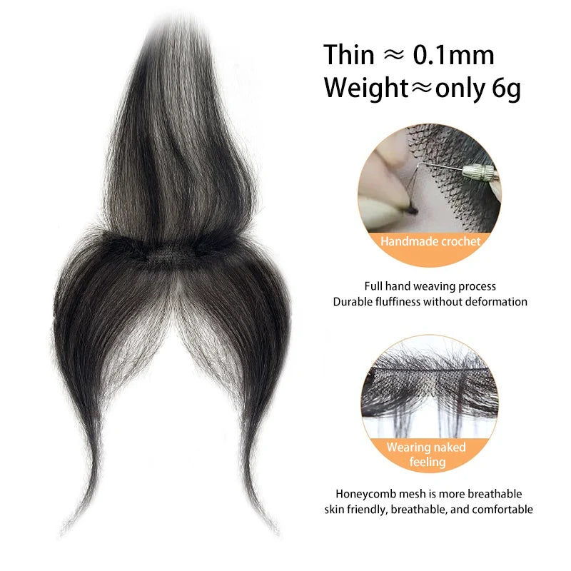 Human Hair Natural Forehead Fringes Hair Bangs 3D French Bangs Wig for Women Hair Pieces Head Curtain Piece Eight Shaped Bangs