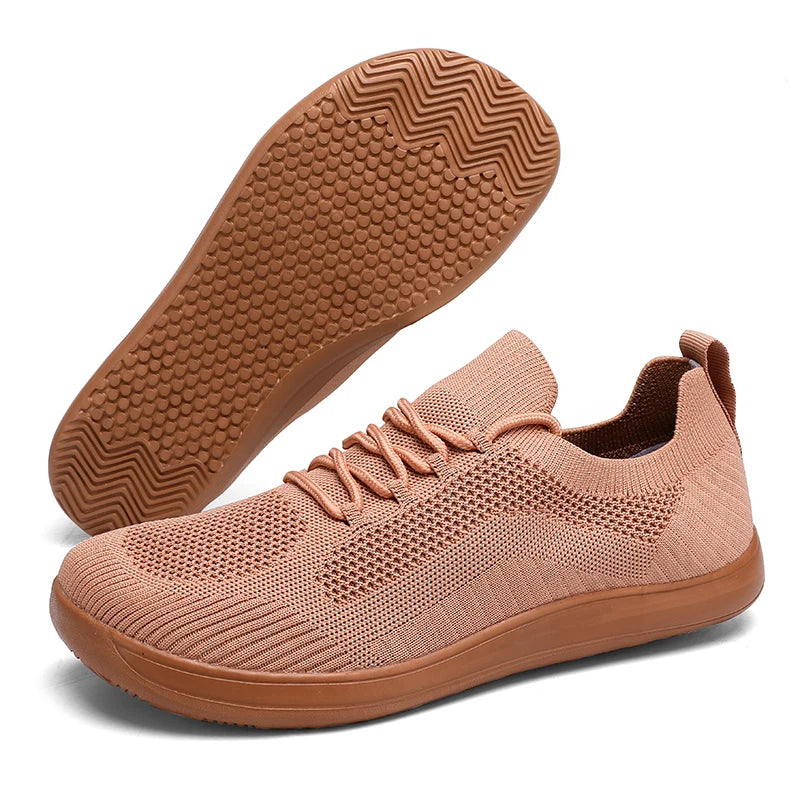 Men Wide Barefoot Shoes Anti Slip Minimalist Lightweight Breathable Walking Shoes Fashionable Round Toe Cross Training Sneakers