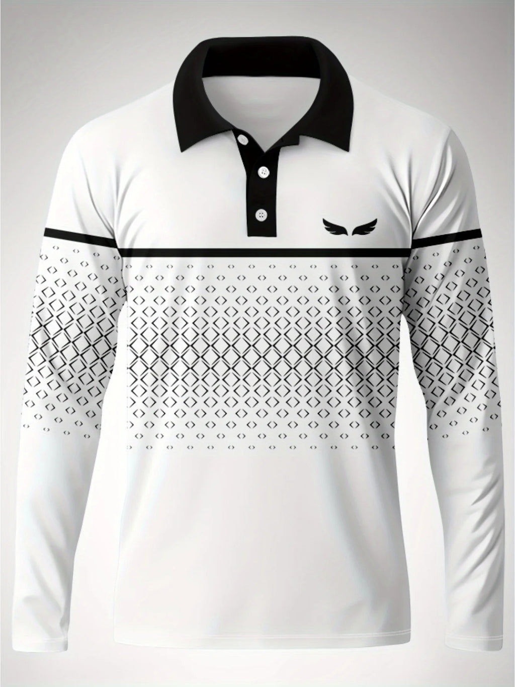 The new men's long-sleeved POLO shirt for Spring and Autumn 2025 features street fashion and comfort with 3D pattern printing