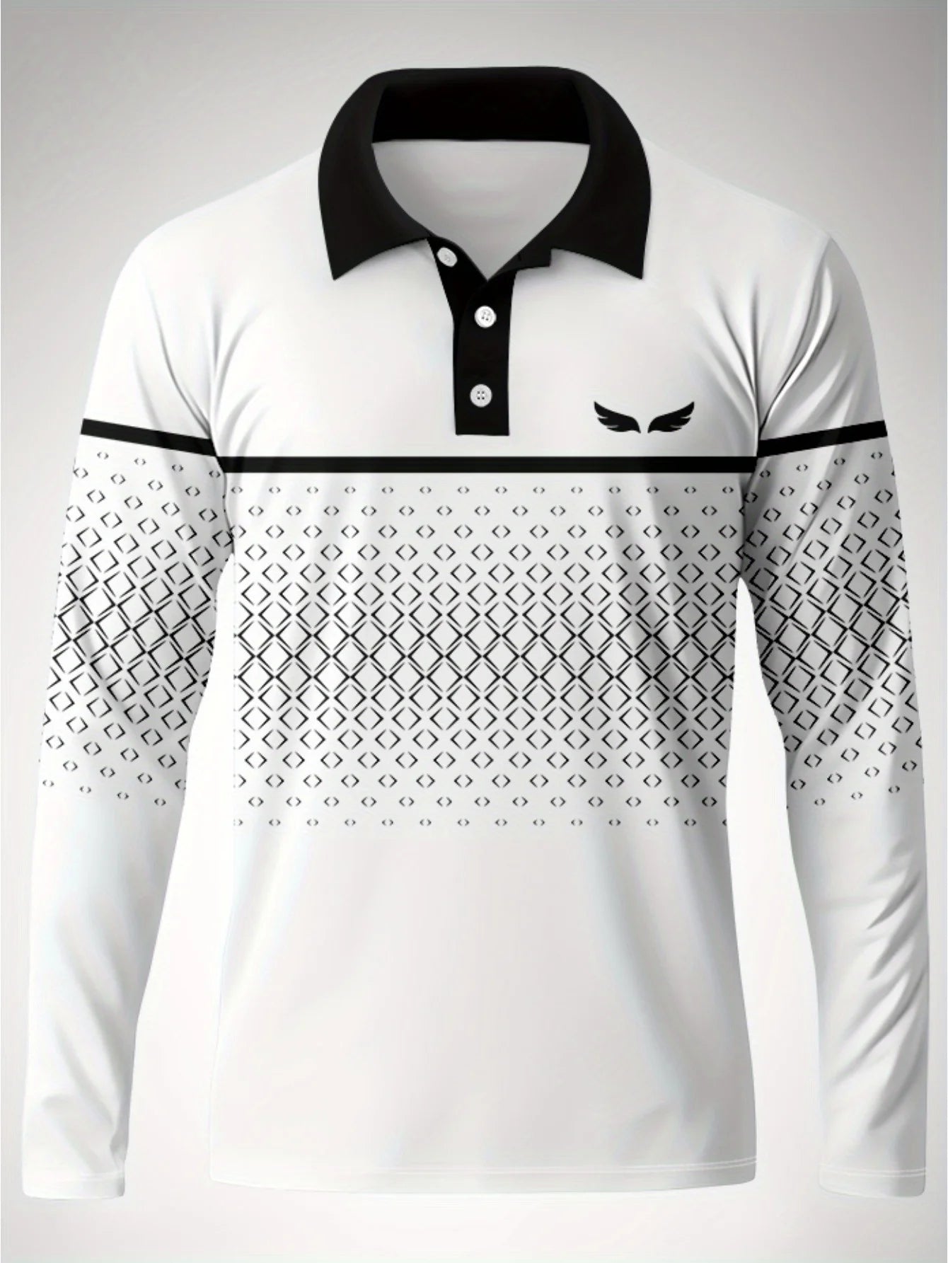 The new men's long-sleeved POLO shirt for Spring and Autumn 2025 features street fashion and comfort with 3D pattern printing